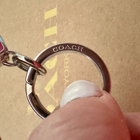 Coach Pink Glitter Heart Valet Keychain Fob Bag Charm - Picture 13 of 13